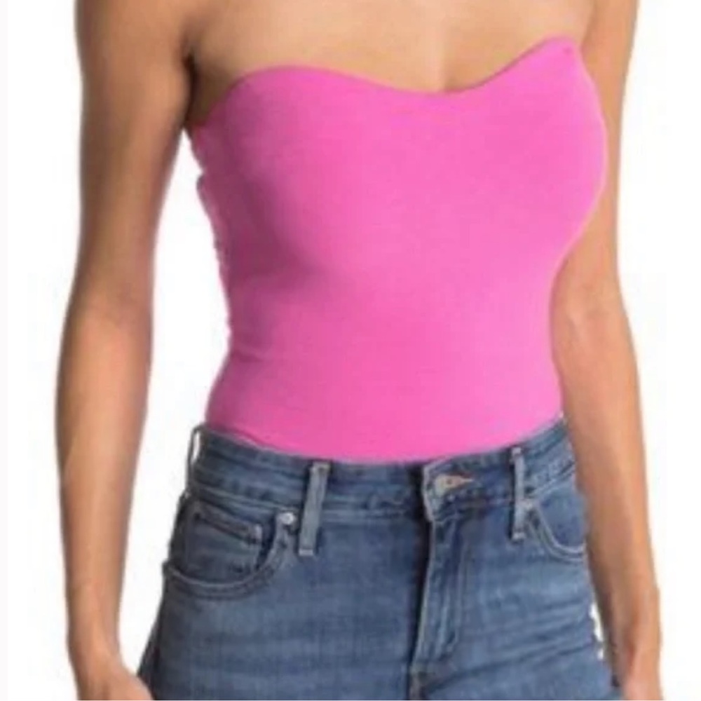 Socialite Hot Pink Barbiecore Strapless Thong Bodysuit Size Medium